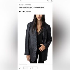 Zadig & Voltaire Black Crinkled Leather Blazer